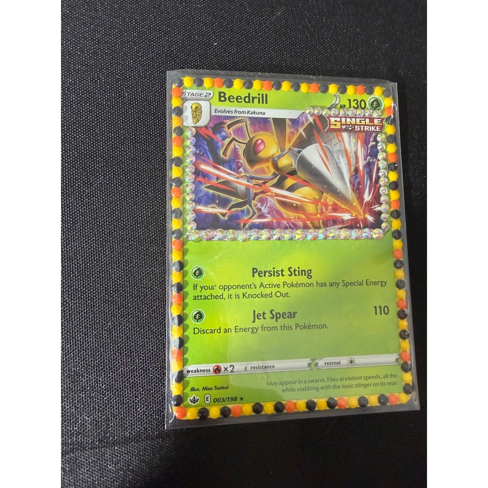 Pokemon Beedrill 003/198 Chilling Reign Custom‎ Decorated Bedazzled Fan Art Card